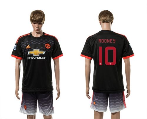 Manchester United #10 Rooney UEFA Champions Black Soccer Club Jersey
