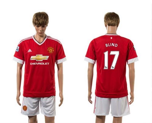 Manchester United #17 Blind Red Home Soccer Club Jersey