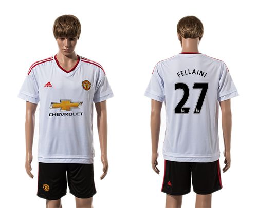 Manchester United #27 Fellaini White Away Soccer Club Jersey