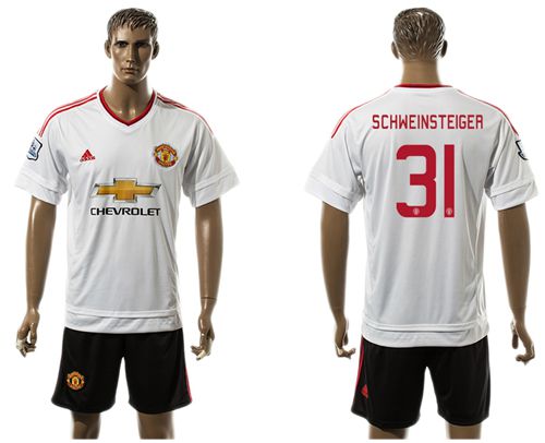 Manchester United #31 Schweinsteiger UEFA Champions White Away Soccer Club Jersey