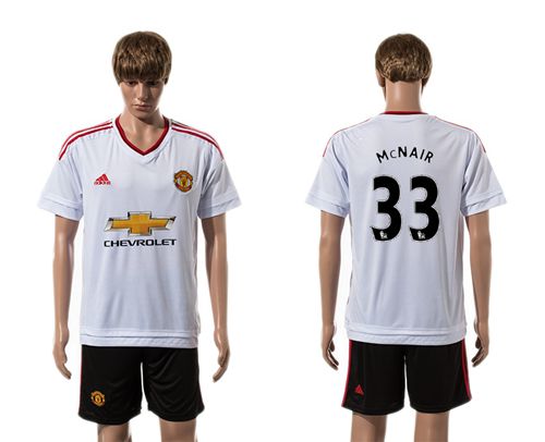 Manchester United #33 McNAIR White Away Soccer Club Jersey