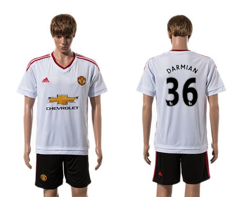 Manchester United #36 Darmian White Away Soccer Club Jersey