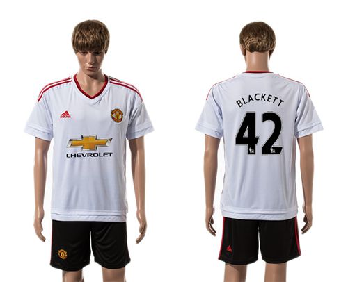 Manchester United #42 Blackett White Away Soccer Club Jersey