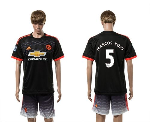 Manchester United #5 Marcos Rojo Black Soccer Club Jersey