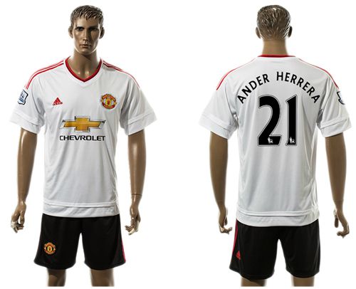 Manchester United #21 Ander Herrera White Away Soccer Club Jersey