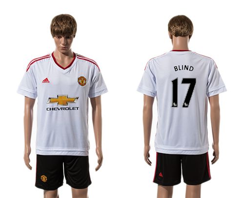 Manchester United #17 Blind White Away Soccer Club Jersey