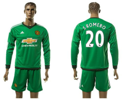 Manchester United #20 S.Romero Green Long Sleeves Soccer Club Jersey