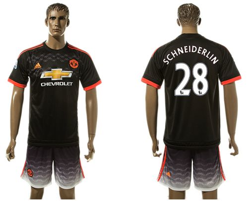 Manchester United #28 Schneiderlin Black Soccer Club Jersey
