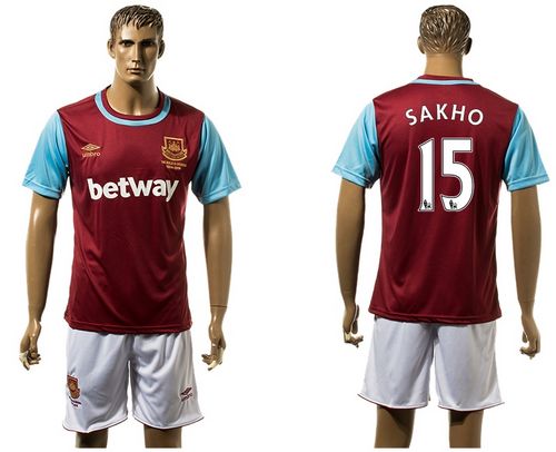 West Ham United #15 Sakho Home Soccer Club Jersey