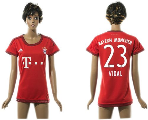 Women's Bayern Munchen #23 Vidal Home Soccer Club Jersey