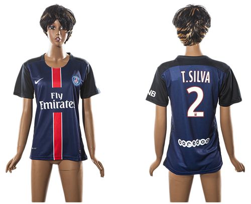 Women's Paris Saint Germain #2 T.Silva Home Soccer Club Jersey