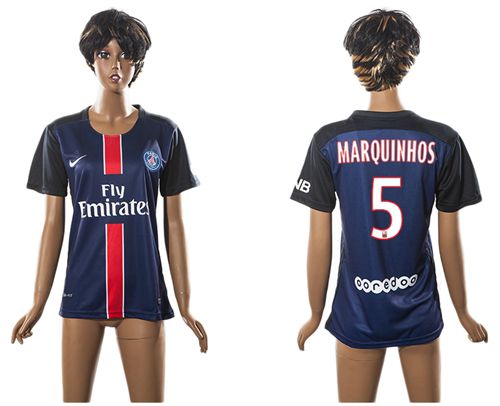 Women's Paris Saint Germain #5 Marquinhos Home Soccer Club Jersey