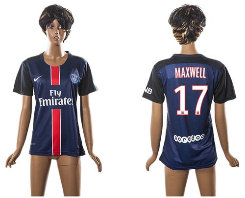 Women's Paris Saint Germain #17 Maxwell Home Soccer Club Jersey