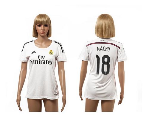 Women's Real Madrid #18 Nacho Home Soccer Club Jersey