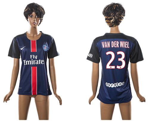 Women's Paris Saint Germain #23 Van Der Wiel Home Soccer Club Jersey