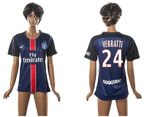 Women's Paris Saint Germain #24 Verratti Home Soccer Club Jersey
