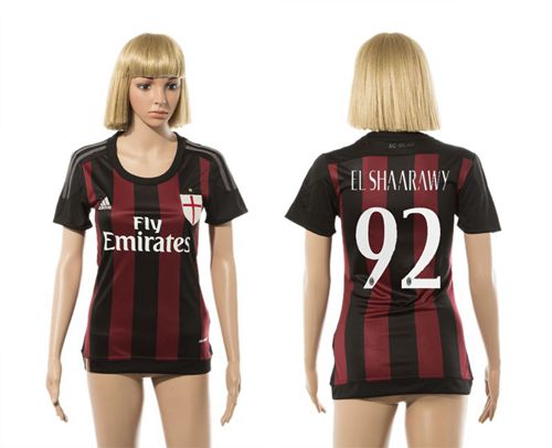 Women's AC Milan #92 EL Shaarawy Home Soccer Club Jersey