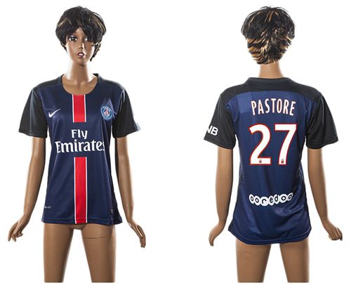 Women's Paris Saint Germain #27 Pastore Home Soccer Club Jersey