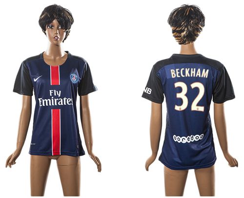Women's Paris Saint Germain #32 Beckham Home Soccer Club Jersey