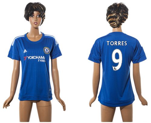 Women's Chelsea #9 Torres Home Soccer Club Jersey