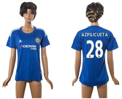 Women's Chelsea #28 Azpilicueta Home Soccer Club Jersey