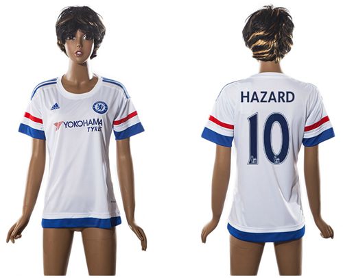 Women's Chelsea #10 Hazard Away Soccer Club Jersey