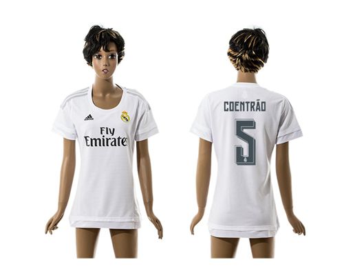 Women's Real Madrid #5 Coentrao Home Soccer Club Jersey