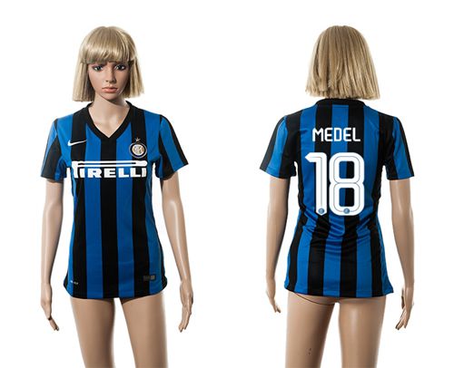 Women's Inter Milan #18 Medel Home Soccer Club Jersey