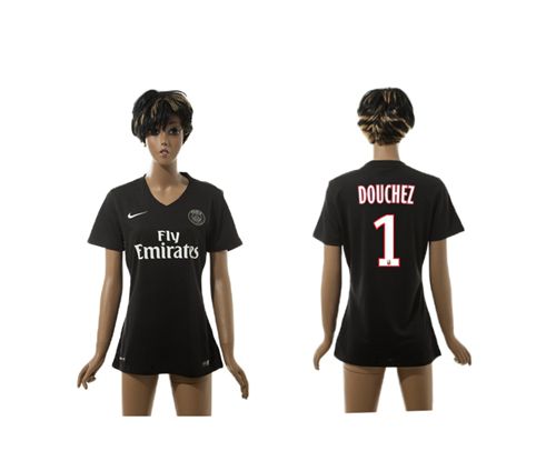 Women's Paris Saint Germain #1 Douchez Black Soccer Club Jersey