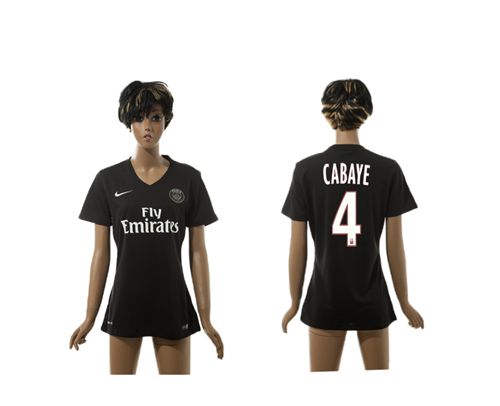 Women's Paris Saint Germain #4 Cabaye Black Soccer Club Jersey
