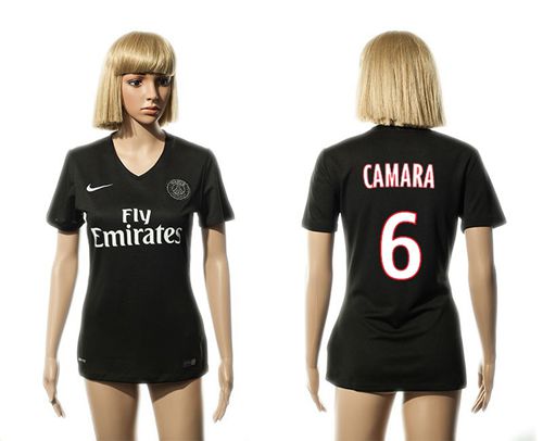 Women's Paris Saint Germain #6 Camara Black Soccer Club Jersey