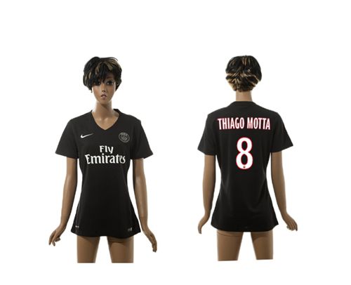 Women's Paris Saint Germain #8 Thiago Motta Black Soccer Club Jersey