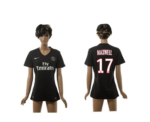 Women's Paris Saint Germain #17 Maxwell Black Soccer Club Jersey