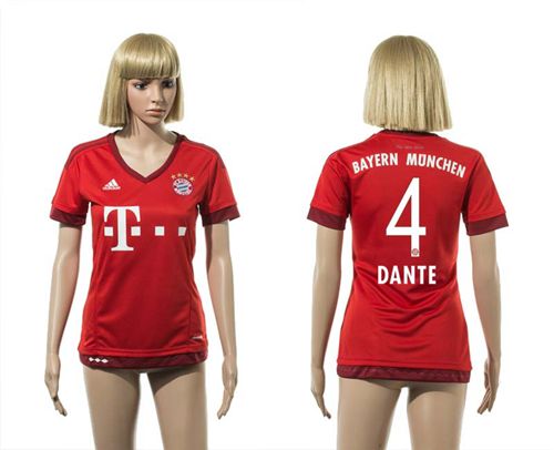 Women's Bayern Munchen #4 Dante Home Soccer Club Jersey