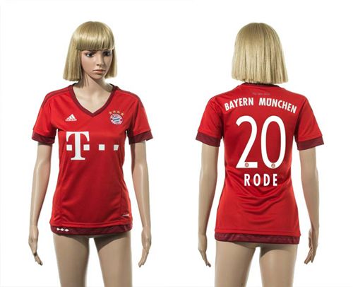 Women's Bayern Munchen #20 Rode Home Soccer Club Jersey