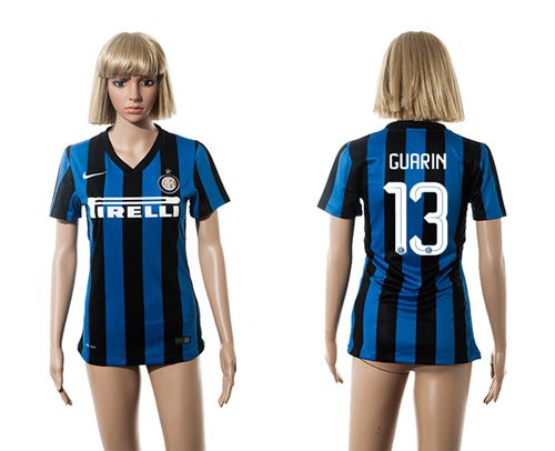 Women's Inter Milan #13 Guarin Home Soccer Club Jersey