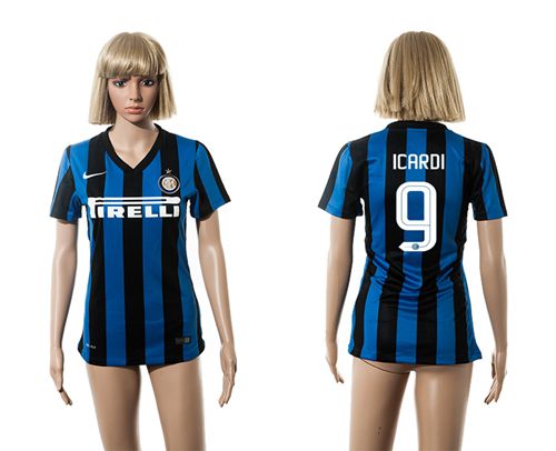 Women's Inter Milan #9 Icardi Home Soccer Club Jersey