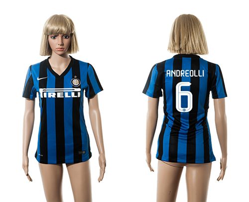 Women's Inter Milan #6 Andreolli Home Soccer Club Jersey