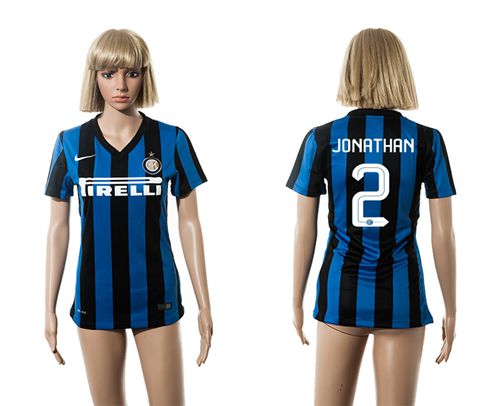 Women's Inter Milan #2 Jonathan Home Soccer Club Jersey