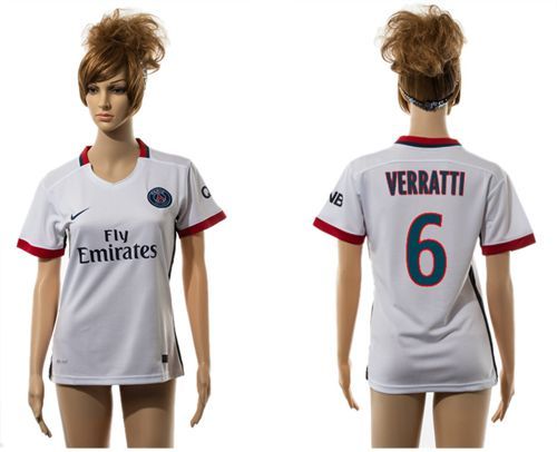 Women's Paris Saint Germain #6 Verratti Away Soccer Club Jersey