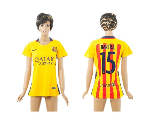 Women's Barcelona #15 Bartra Away Soccer Club Jersey