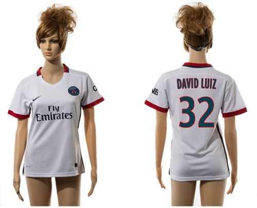 Women's Paris Saint Germain #32 David Luiz Away Soccer Club Jersey