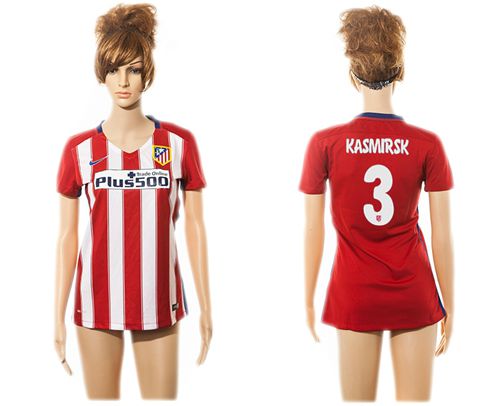 Women's Atletico Madrid #3 Kasmirsk Home Soccer Club Jersey