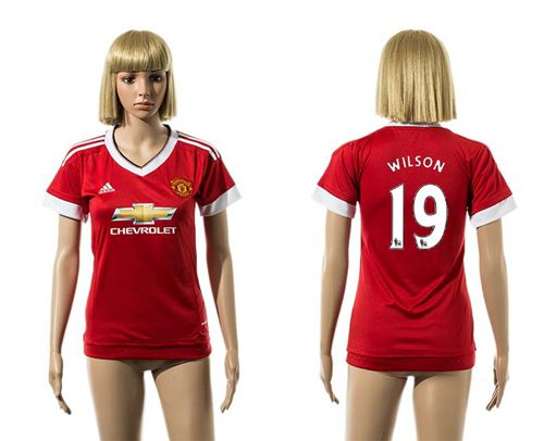 Women's Manchester United #19 Wilson Red Home Soccer Club Jersey