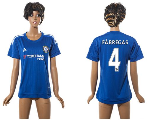 Women's Chelsea #4 Fabregas Home Soccer Club Jersey