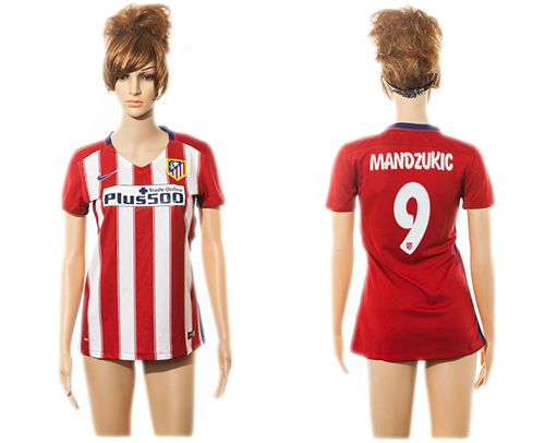 Women's Atletico Madrid #9 Mandzukic Home Soccer Club Jersey