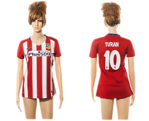 Women's Atletico Madrid #10 Turan Home Soccer Club Jersey