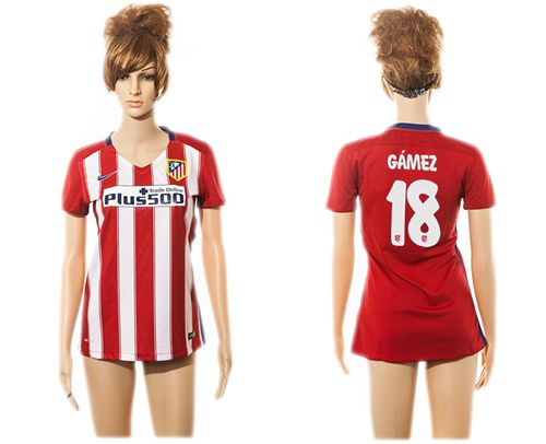 Women's Atletico Madrid #18 Gamez Home Soccer Club Jersey