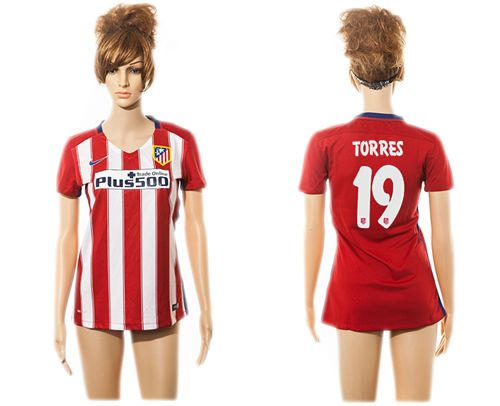 Women's Atletico Madrid #19 Torres Home Soccer Club Jersey