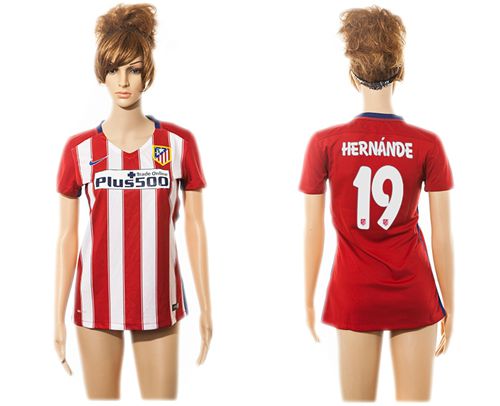 Women's Atletico Madrid #19 Hernande Home Soccer Club Jersey